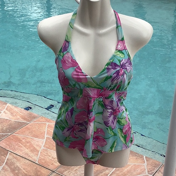 VENUS bikini tankini floral pastels size (4) put your own pads. Turquois… - Picture 1 of 12
